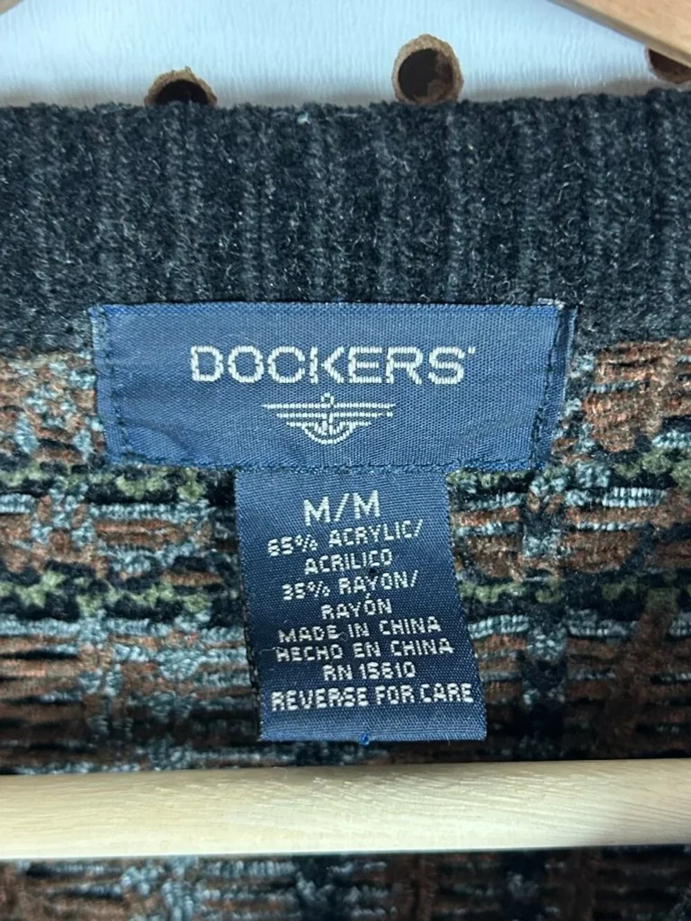 Dockers Black Brown Striped Knit Sweater Medium Grandpa 90s SOFT READ‎ Acrylic